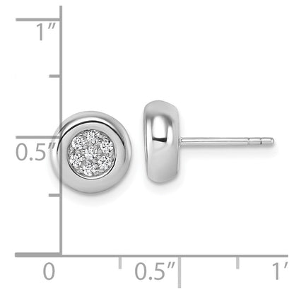 Sterlingsilber Rhodiniert Zirkonia Cluster Rund Ohrstecker