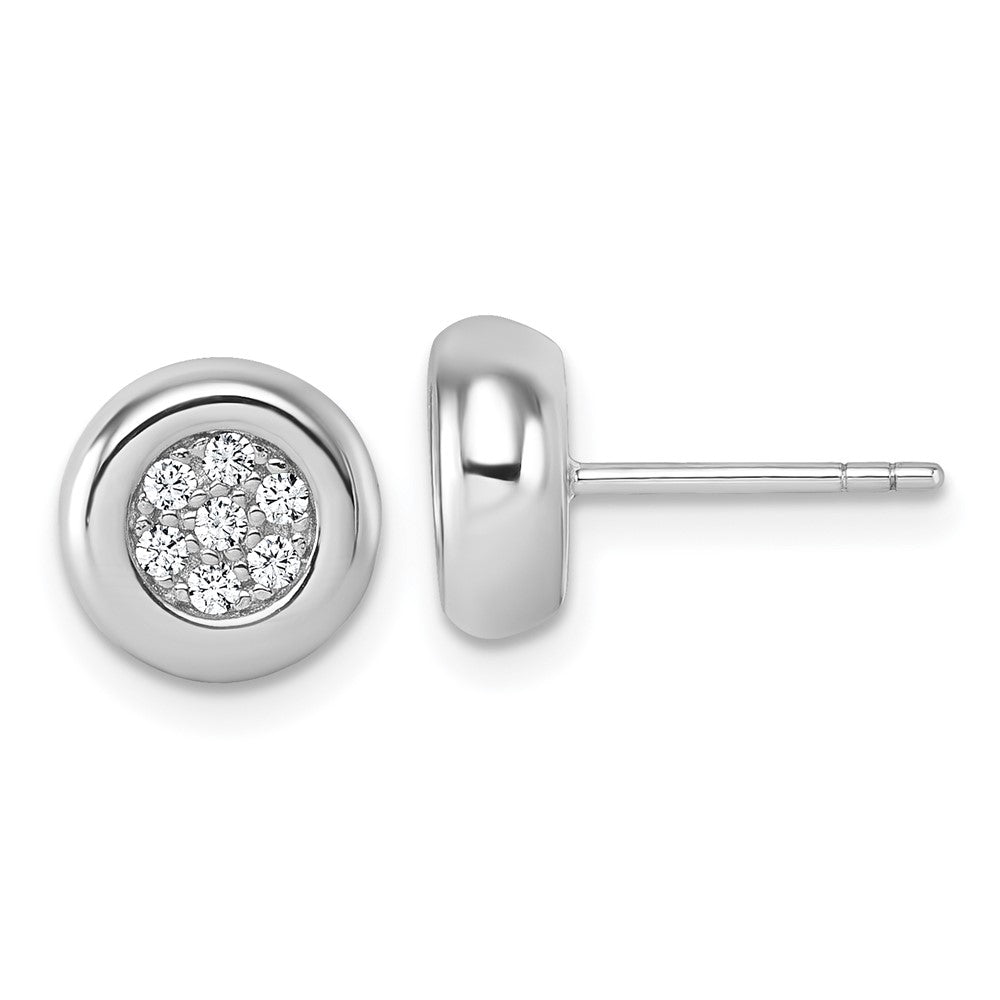 Sterlingsilber Rhodiniert Zirkonia Cluster Rund Ohrstecker