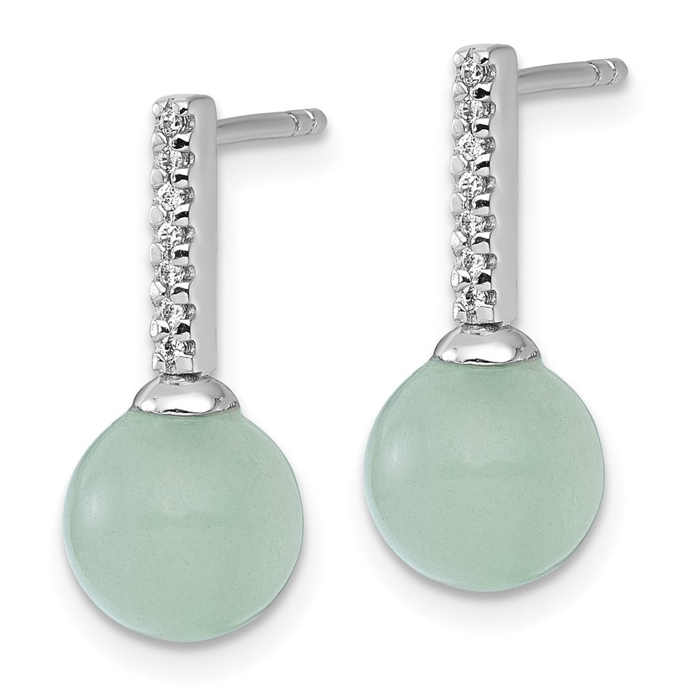 Sterlingsilber Rhodiniert Aventurine Zirkonia Ohrhänger