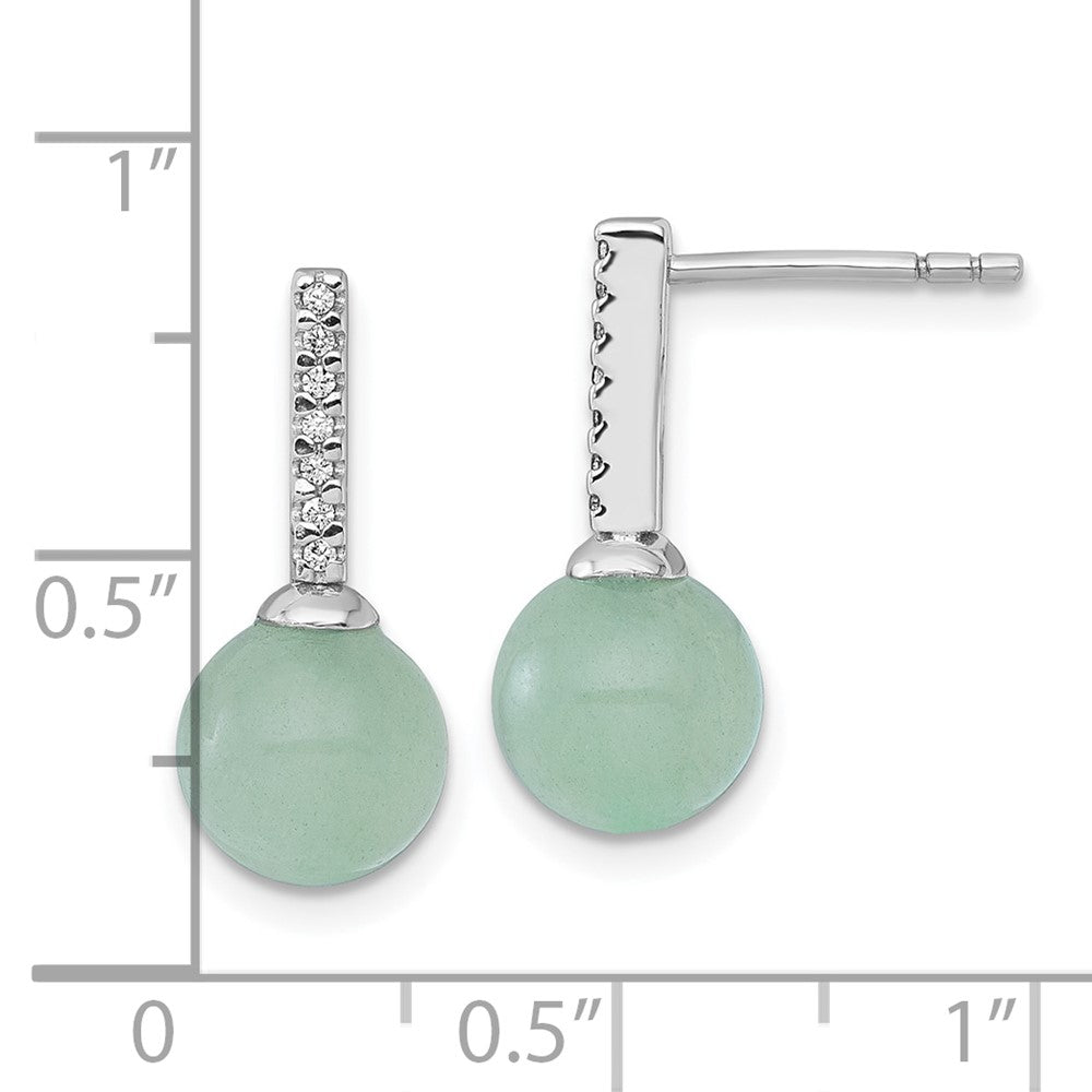 Sterlingsilber Rhodiniert Aventurine Zirkonia Ohrhänger