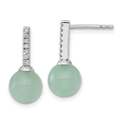 Sterlingsilber Rhodiniert Aventurine Zirkonia Ohrhänger