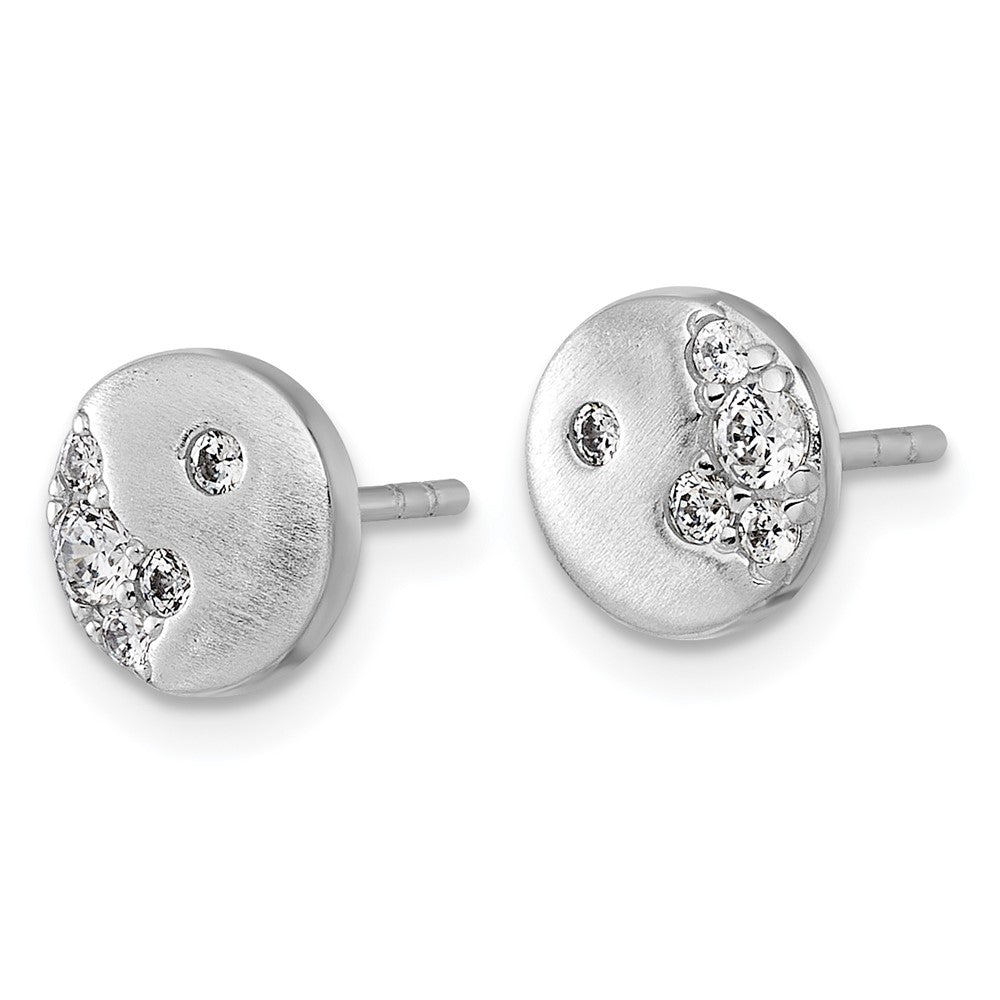 Sterlingsilber Rhodiniert Gebürstet Zirkonia Kreis Ohrstecker