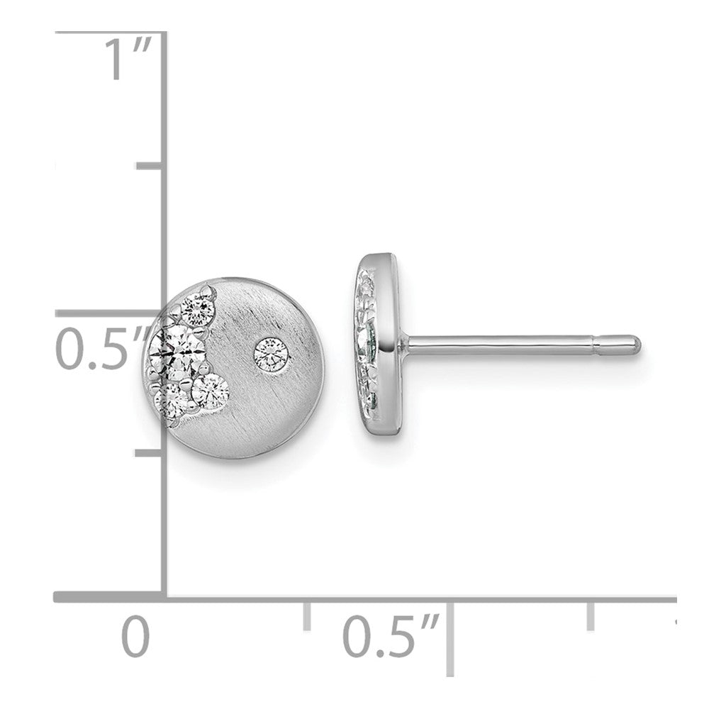 Sterlingsilber Rhodiniert Gebürstet Zirkonia Kreis Ohrstecker