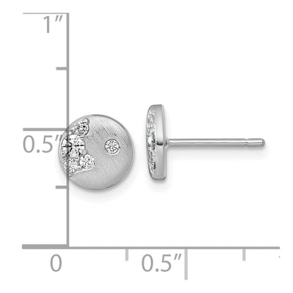 Sterlingsilber Rhodiniert Gebürstet Zirkonia Kreis Ohrstecker