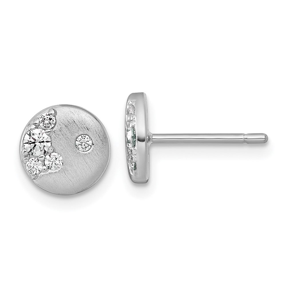 Sterlingsilber Rhodiniert Gebürstet Zirkonia Kreis Ohrstecker