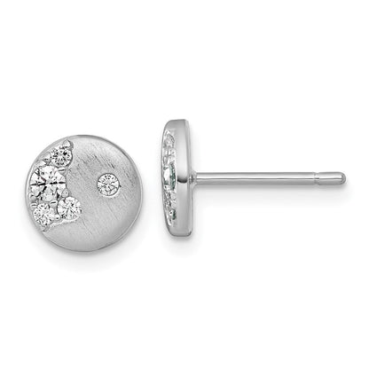 Sterlingsilber Rhodiniert Gebürstet Zirkonia Kreis Ohrstecker