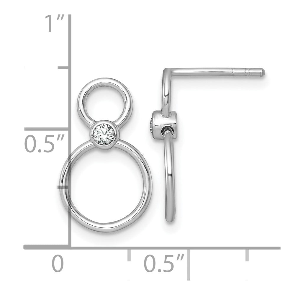 Sterlingsilber Rhodiniert Poliert Zirkonia Kreise Stecker Ohrhänger