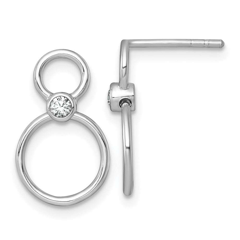 Sterlingsilber Rhodiniert Poliert Zirkonia Kreise Stecker Ohrhänger