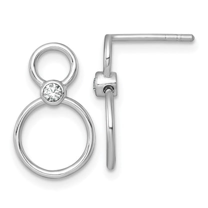 Sterlingsilber Rhodiniert Poliert Zirkonia Kreise Stecker Ohrhänger