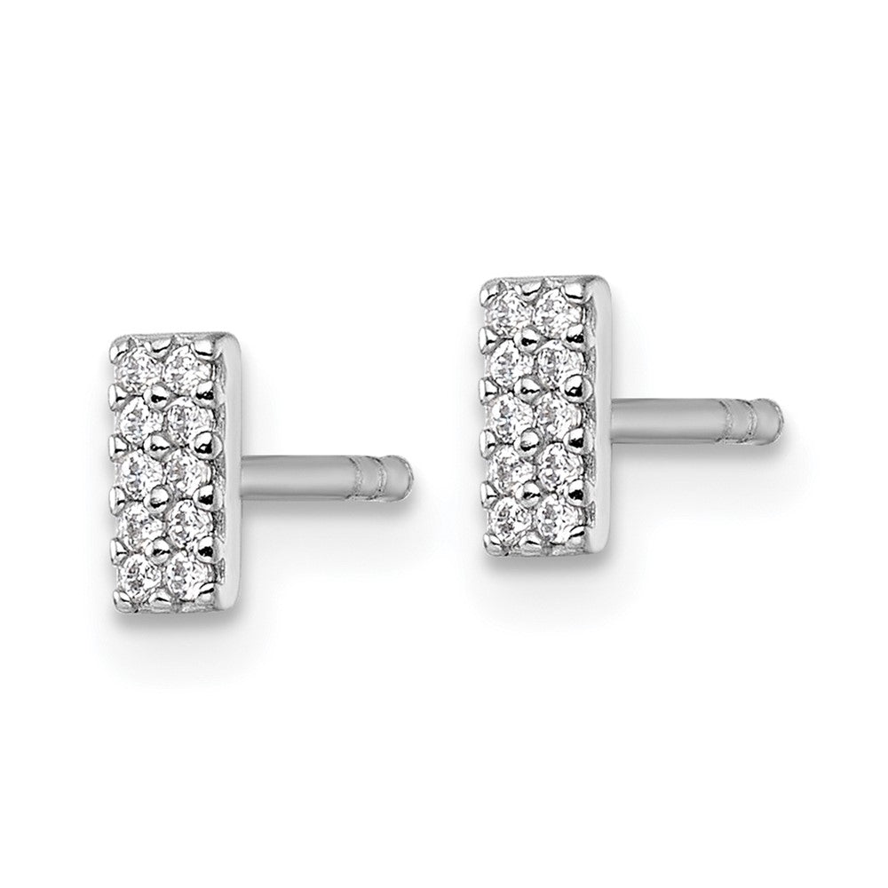 Sterlingsilber Rhodiniert Poliert Zirkonia Stab Ohrstecker