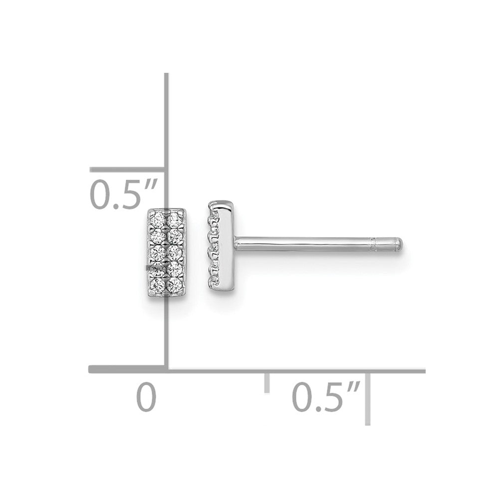Sterlingsilber Rhodiniert Poliert Zirkonia Stab Ohrstecker