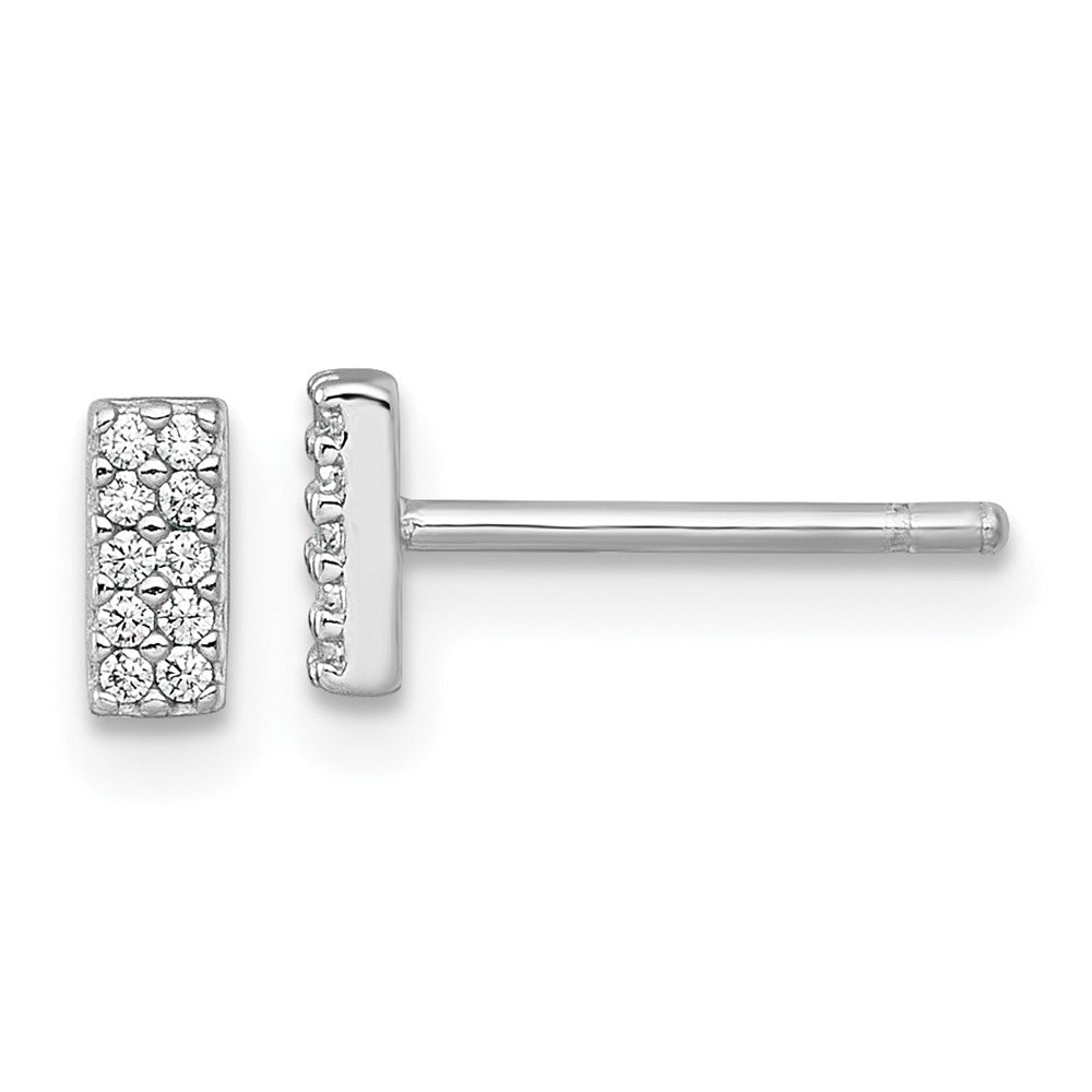Sterlingsilber Rhodiniert Poliert Zirkonia Stab Ohrstecker