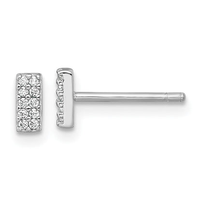 Sterlingsilber Rhodiniert Poliert Zirkonia Stab Ohrstecker