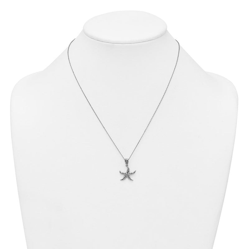 Sterlingsilber Rhodiniert Poliert/oxidized Filigran Seestern 18 Zoll Halskette
