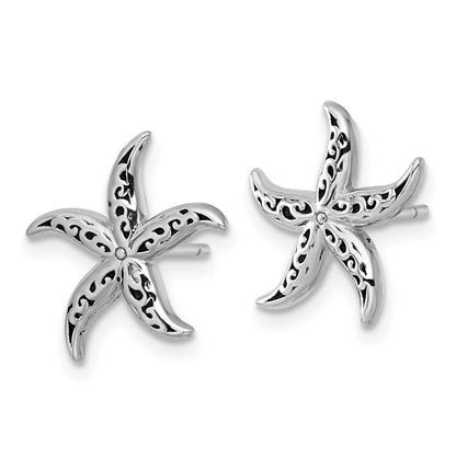 Sterlingsilber Rhodiniert Poliert/oxidized Filigran Seestern Ohrstecker