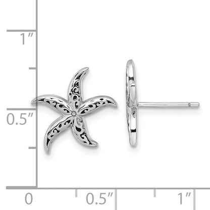 Sterlingsilber Rhodiniert Poliert/oxidized Filigran Seestern Ohrstecker