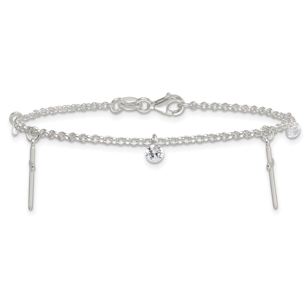 Sterlingsilber Poliert Zirkonia Kreuz Armband