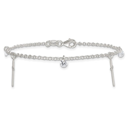 Sterlingsilber Poliert Zirkonia Kreuz Armband
