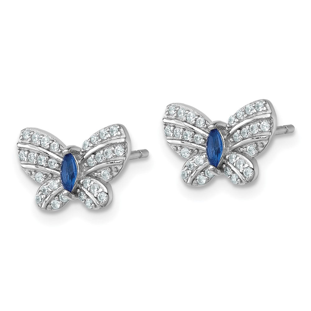 Sterlingsilber Rhodiniert Zirkonia und Glas Schmetterling Ohrstecker