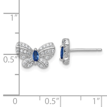 Sterlingsilber Rhodiniert Zirkonia und Glas Schmetterling Ohrstecker