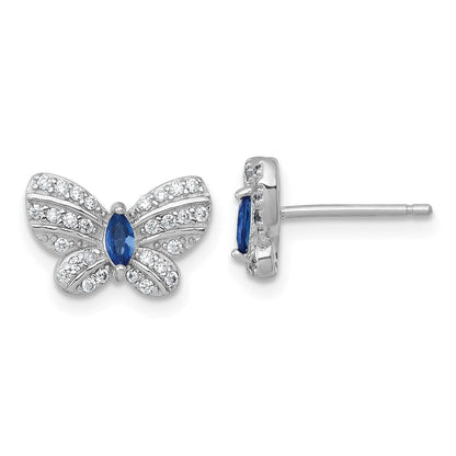 Sterlingsilber Rhodiniert Zirkonia und Glas Schmetterling Ohrstecker