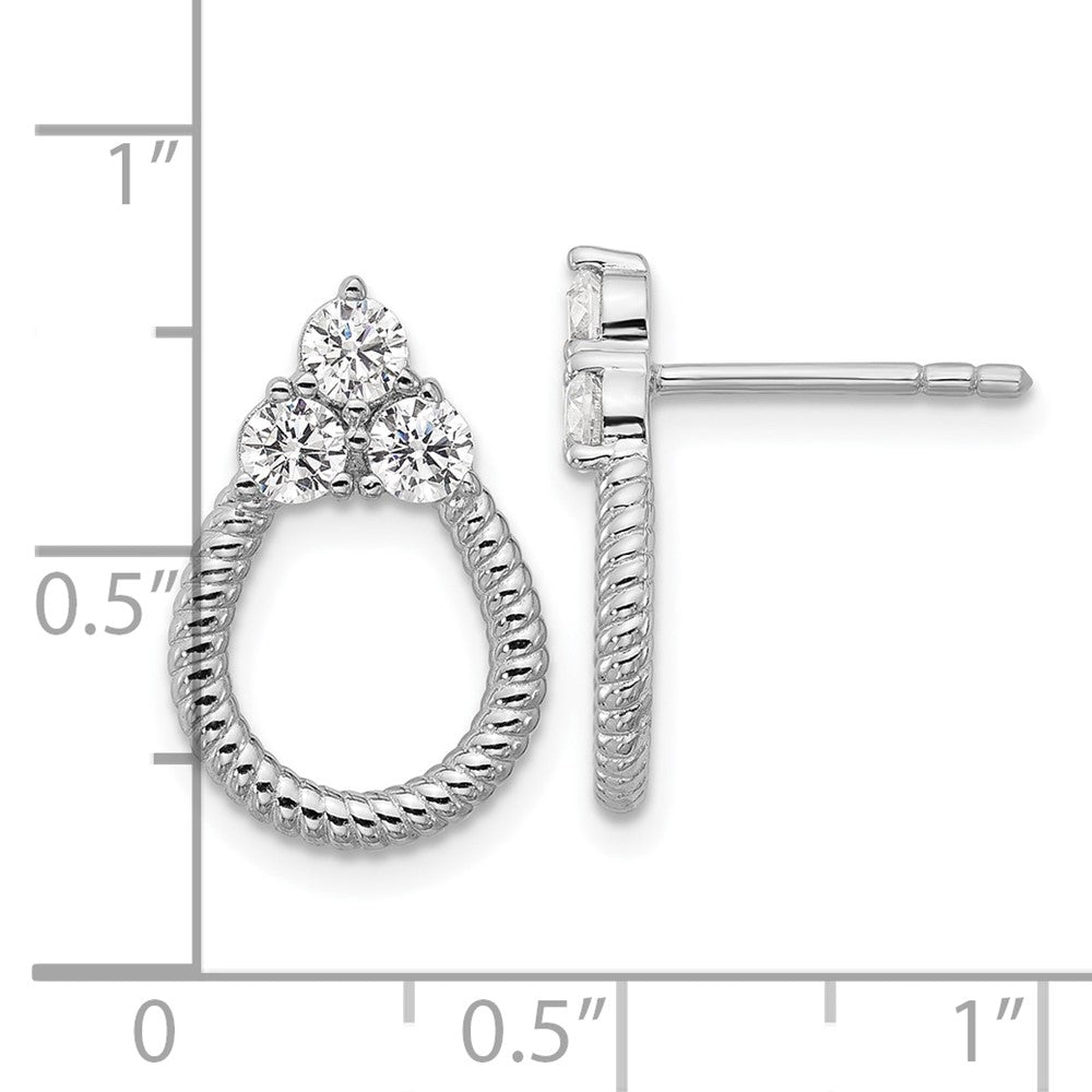 Sterlingsilber Rhodiniert Zirkonia Strukturiert Ohrstecker
