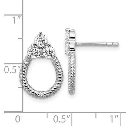 Sterlingsilber Rhodiniert Zirkonia Strukturiert Ohrstecker