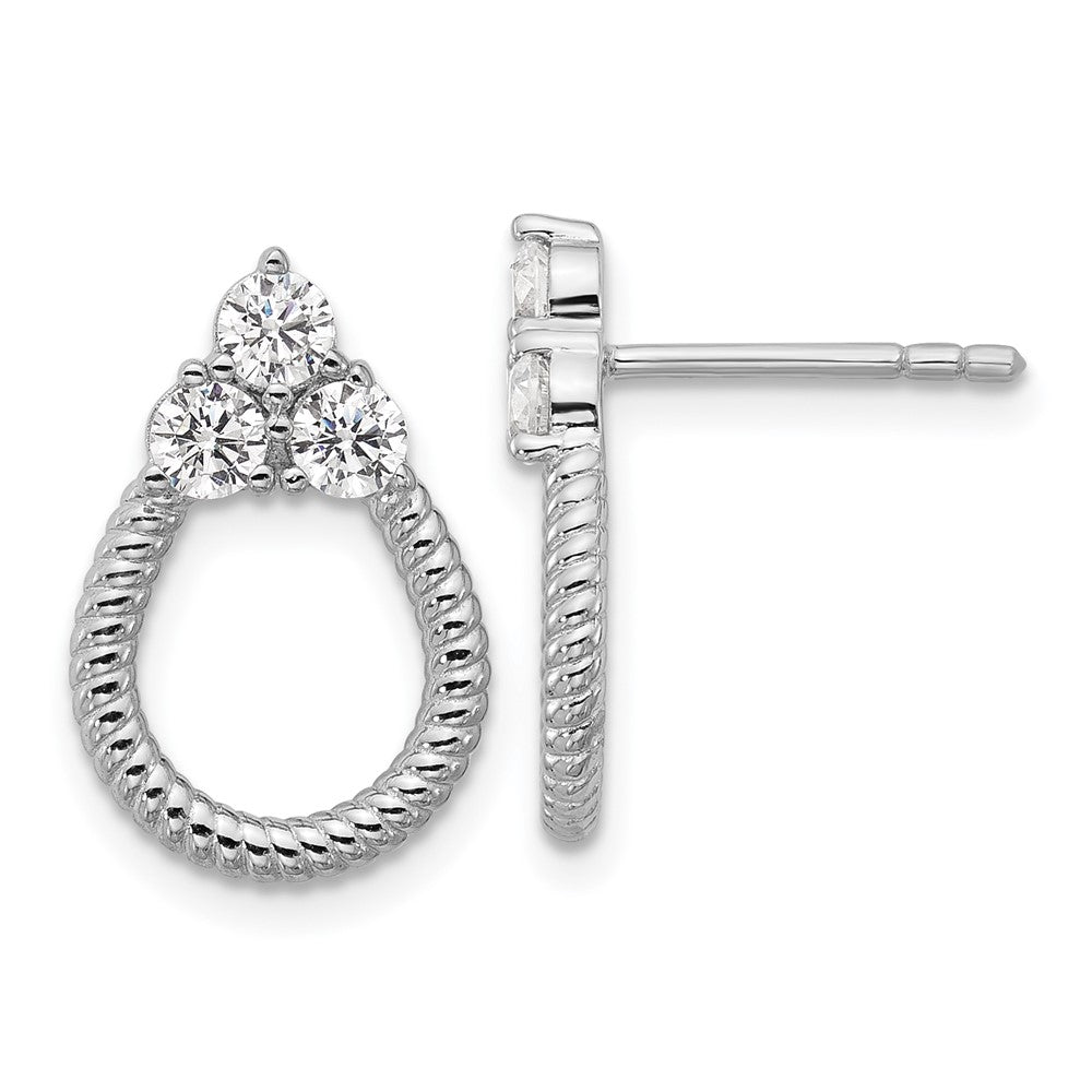 Sterlingsilber Rhodiniert Zirkonia Strukturiert Ohrstecker