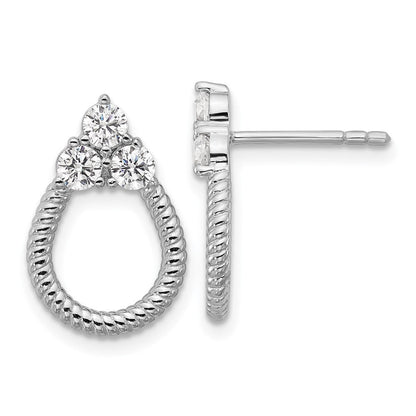 Sterlingsilber Rhodiniert Zirkonia Strukturiert Ohrstecker