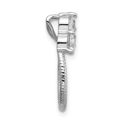 Sterlingsilber Rhodiniert Zirkonia Strukturiert Kette Anhänger