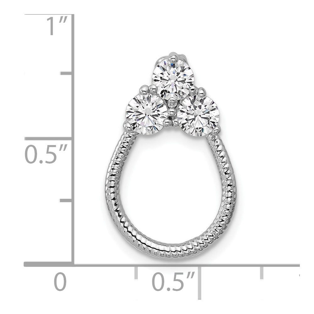 Sterlingsilber Rhodiniert Zirkonia Strukturiert Kette Anhänger