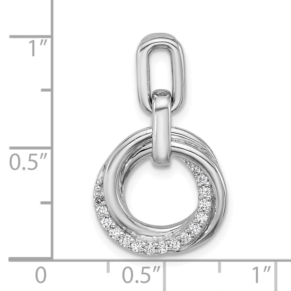 Sterlingsilber Rhodiniert Zirkonia Kreis Gedreht Anhänger
