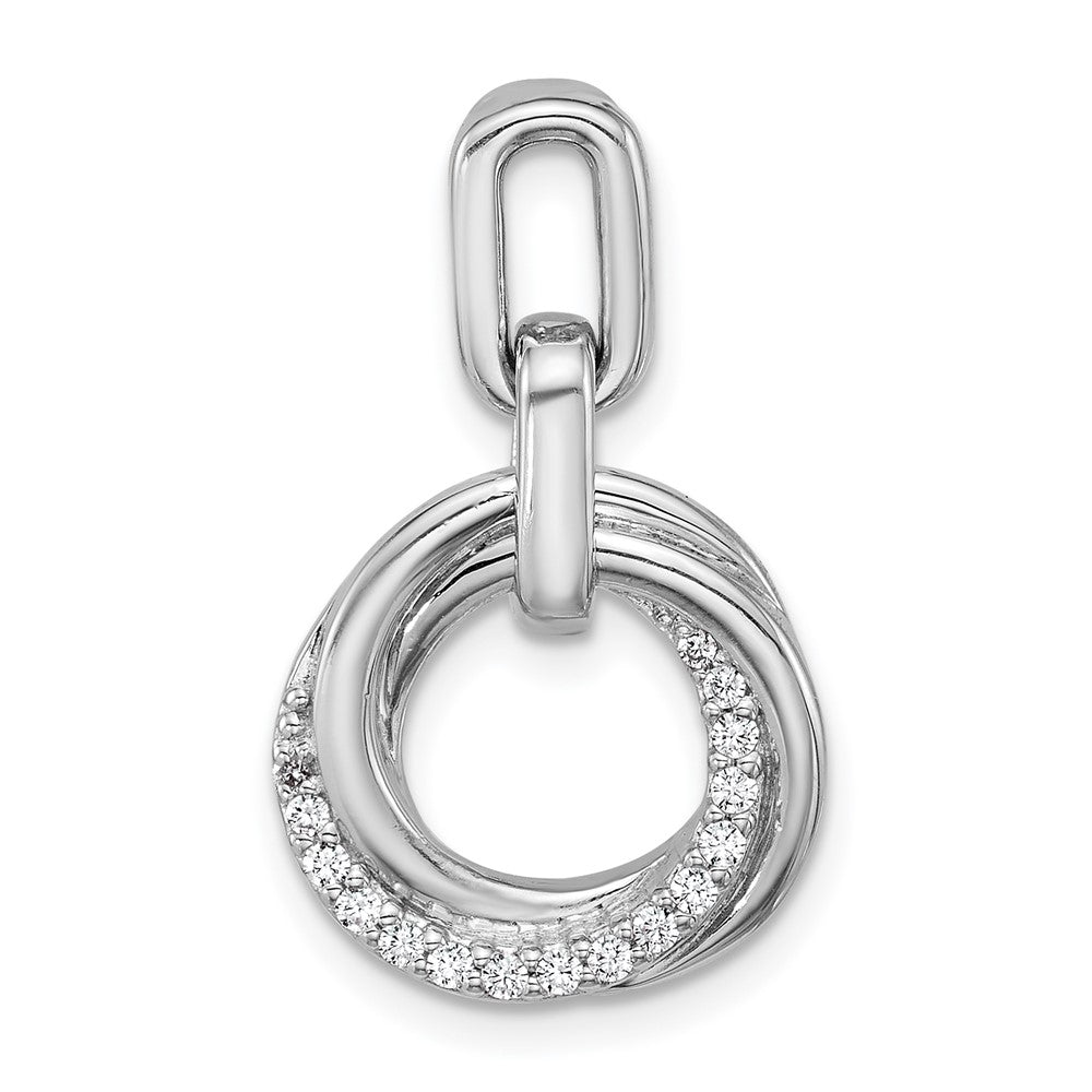 Sterlingsilber Rhodiniert Zirkonia Kreis Gedreht Anhänger