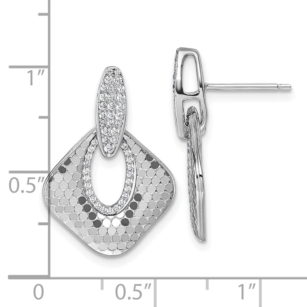Sterlingsilber Rhodiniert Zirkonia Strukturiert Hängend Ohrstecker
