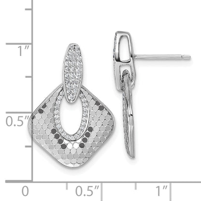 Sterlingsilber Rhodiniert Zirkonia Strukturiert Hängend Ohrstecker