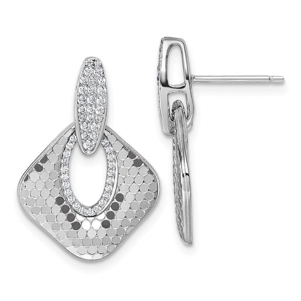 Sterlingsilber Rhodiniert Zirkonia Strukturiert Hängend Ohrstecker