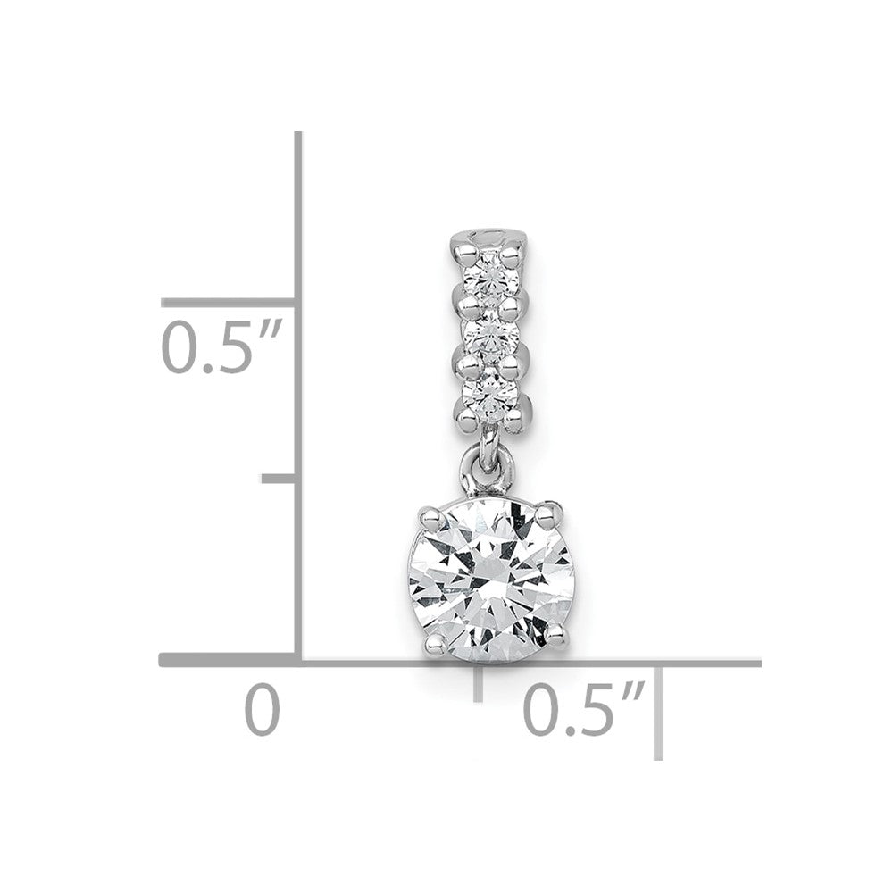 Sterlingsilber Rhodiniert Poliert Zirkonia Dangling Kette Anhänger