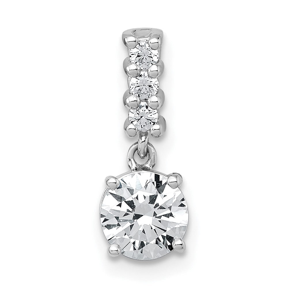 Sterlingsilber Rhodiniert Poliert Zirkonia Dangling Kette Anhänger