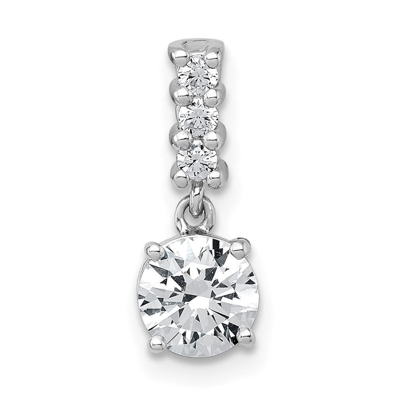 Sterlingsilber Rhodiniert Poliert Zirkonia Dangling Kette Anhänger