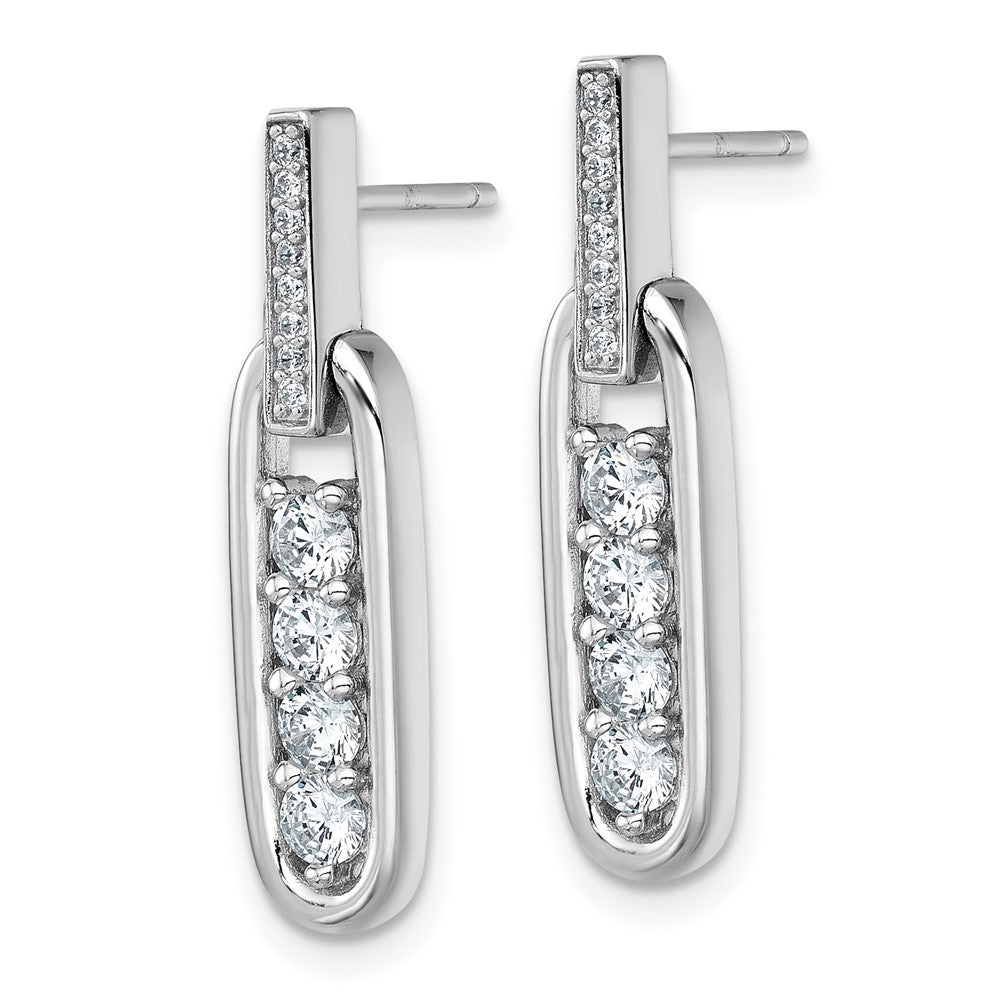 Sterlingsilber Rhodiniert Zirkonia Länglich Oval Stecker Ohrhänger