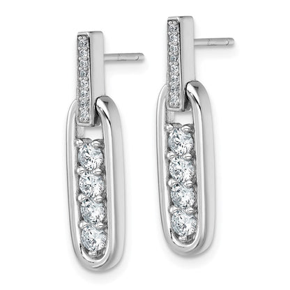 Sterlingsilber Rhodiniert Zirkonia Länglich Oval Stecker Ohrhänger