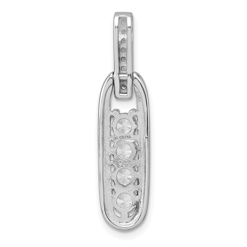 Sterlingsilber Rhodiniert Poliert Zirkonia Länglich Oval Anhänger