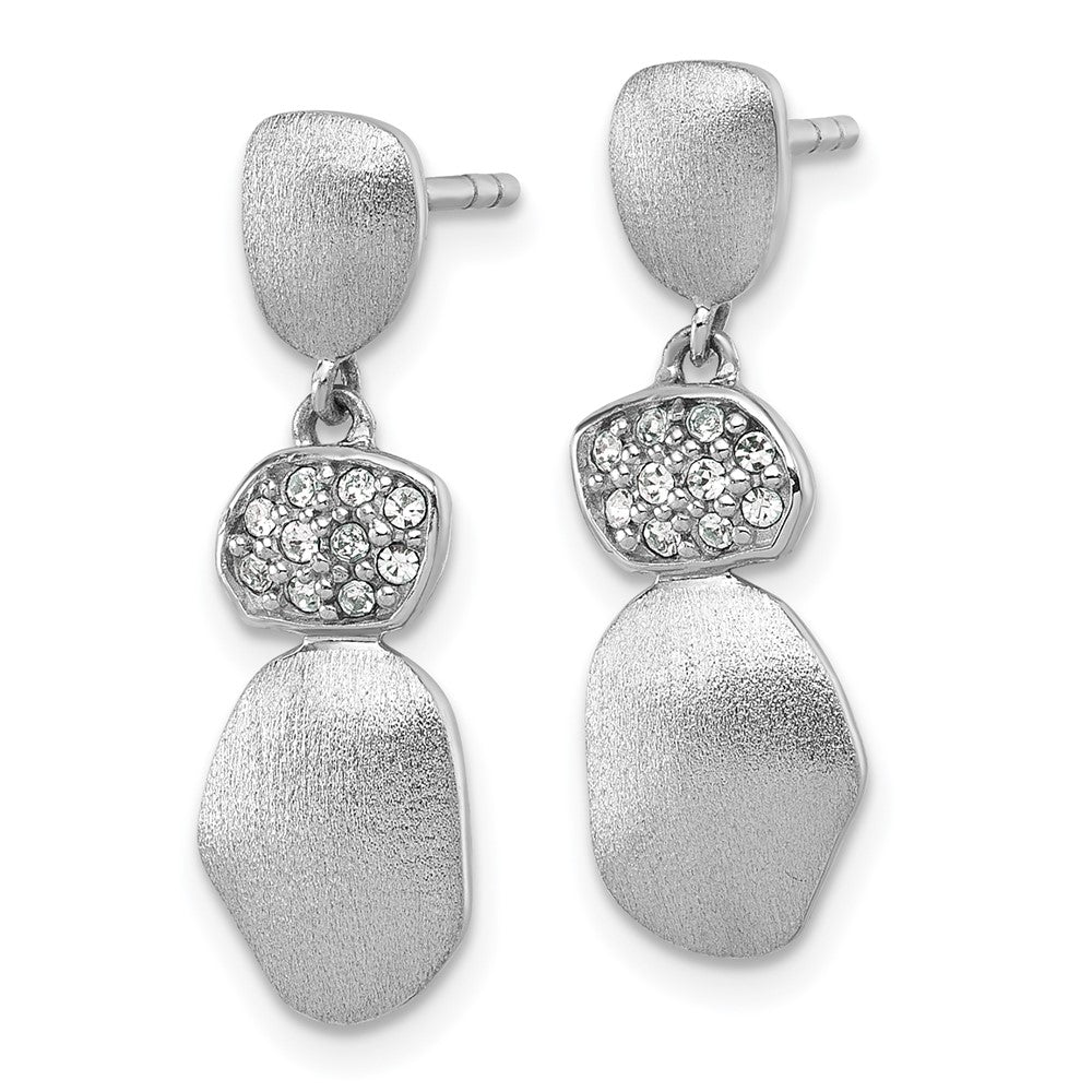 Sterlingsilber Rhodiniert Brush und Poliert Kristall Ohrstecker