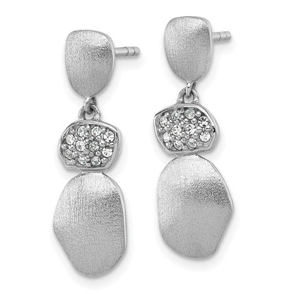 Sterlingsilber Rhodiniert Brush und Poliert Kristall Ohrstecker