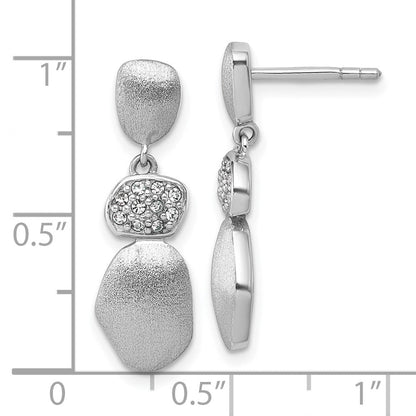 Sterlingsilber Rhodiniert Brush und Poliert Kristall Ohrstecker