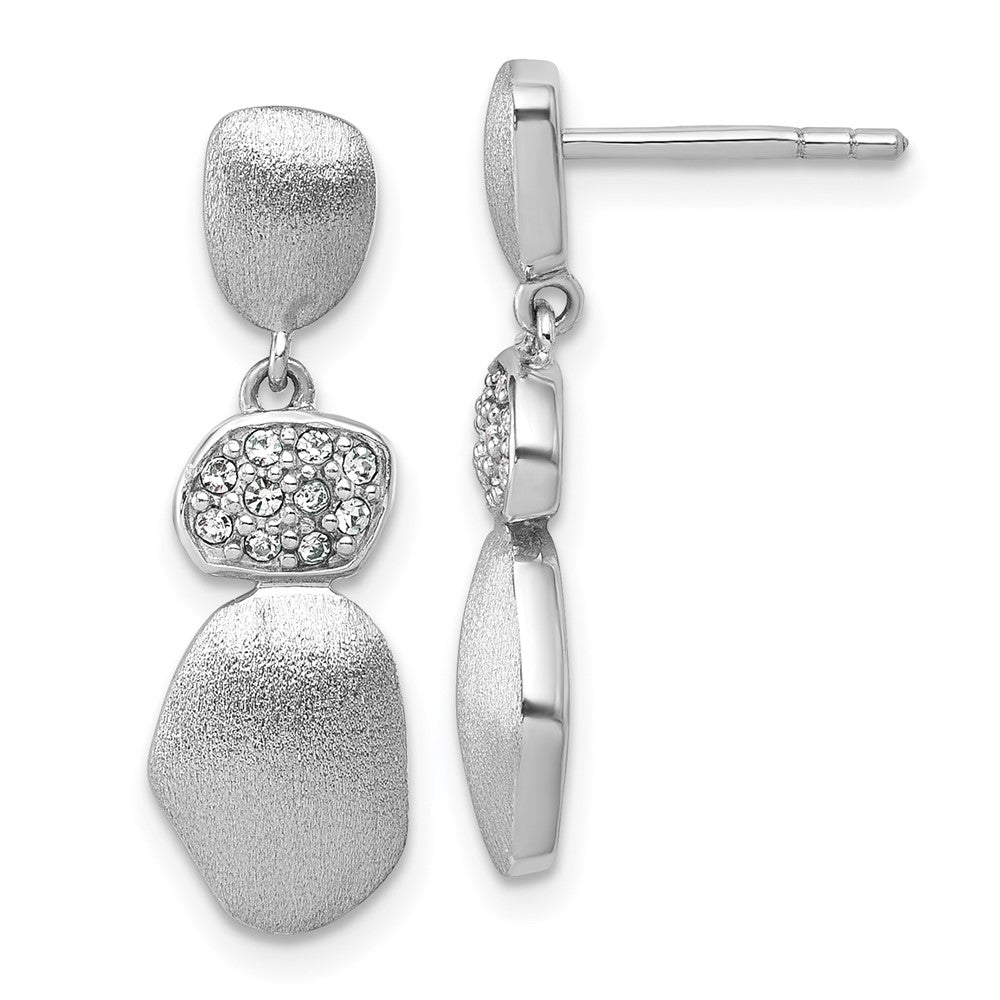Sterlingsilber Rhodiniert Brush und Poliert Kristall Ohrstecker