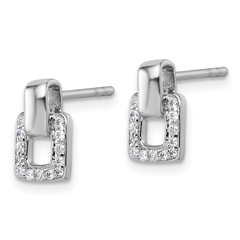 Sterlingsilber Rhodiniert Zirkonia Quadratisch Ohrstecker