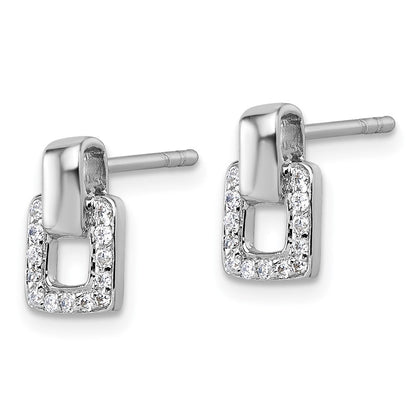 Sterlingsilber Rhodiniert Zirkonia Quadratisch Ohrstecker