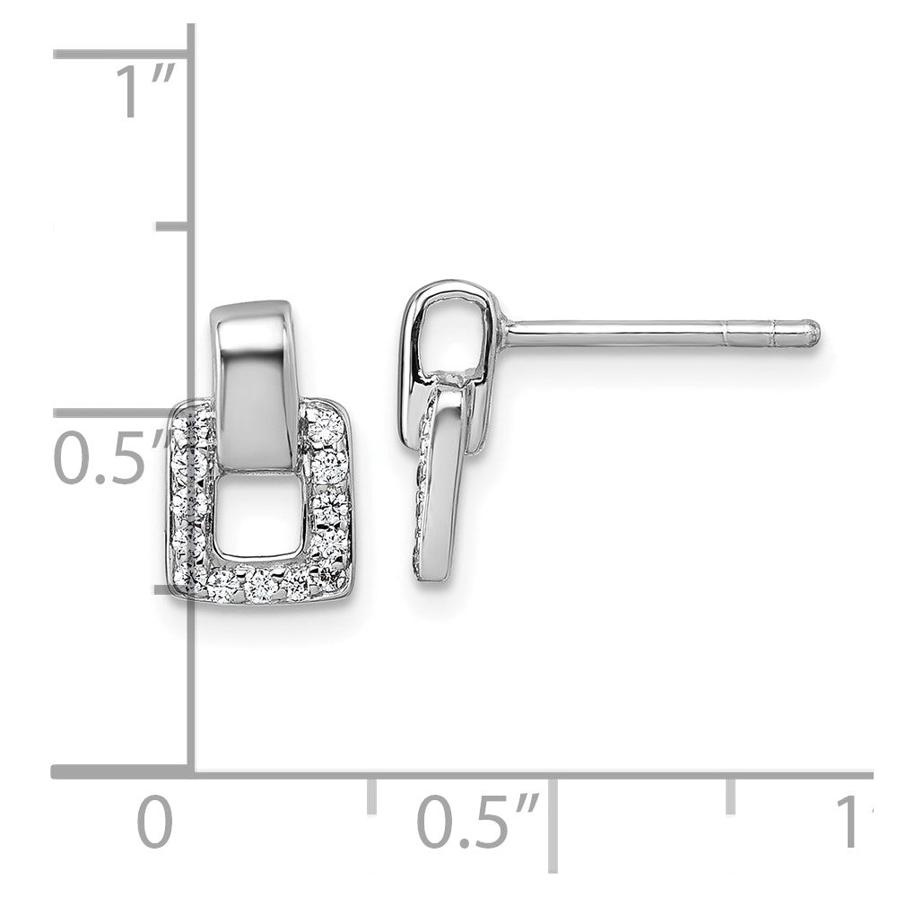 Sterlingsilber Rhodiniert Zirkonia Quadratisch Ohrstecker
