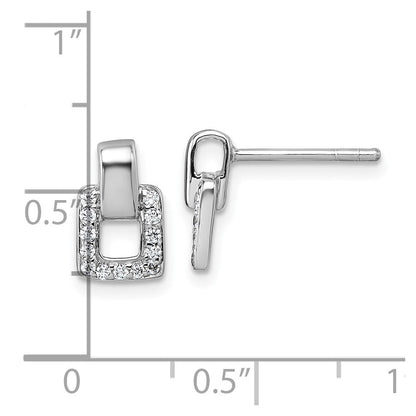 Sterlingsilber Rhodiniert Zirkonia Quadratisch Ohrstecker